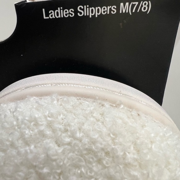 White Slippers with Pink Smiley Face Design - Picture 3 of 3